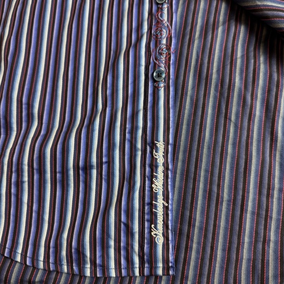 Robert Graham Rare Dragons Pattern Mens Shirt Size XL Purple Blue Flip Cuffs - Picture 8 of 13
